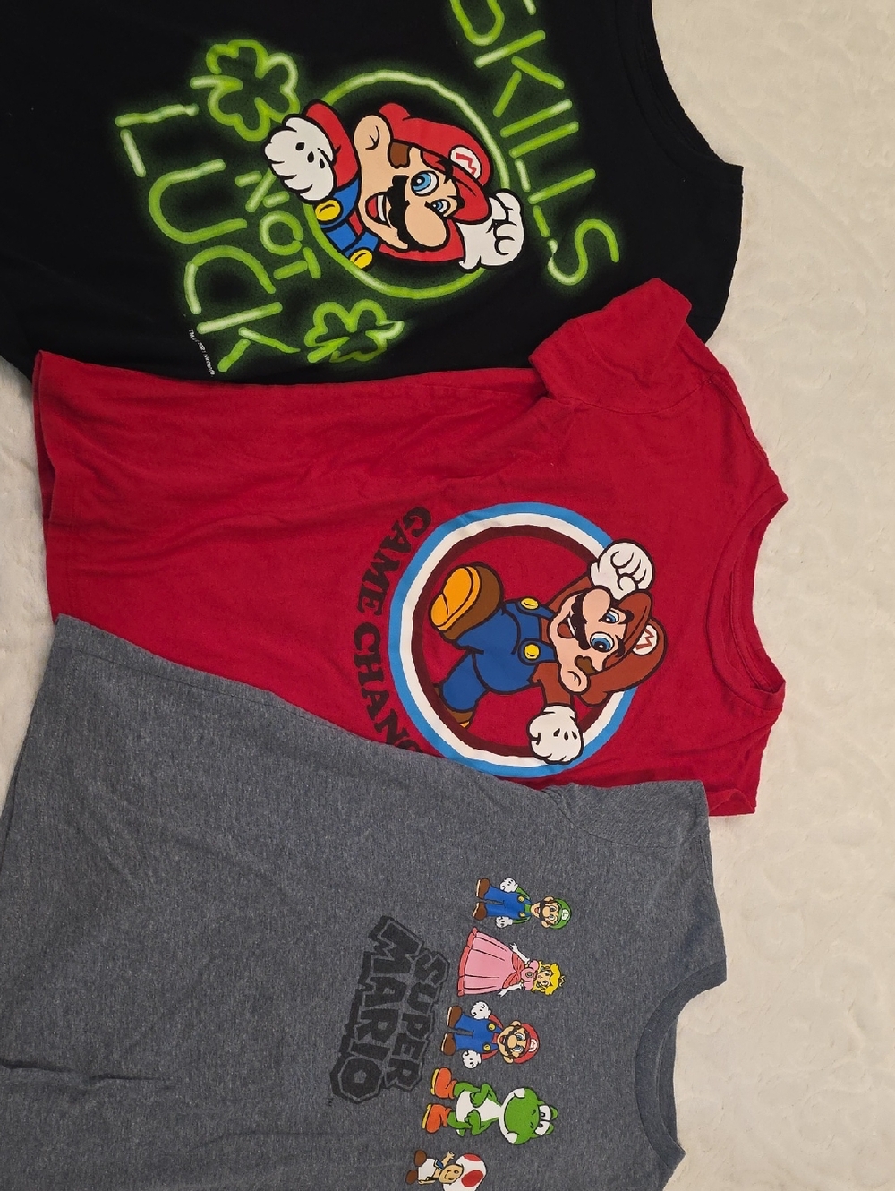 Nintendo Kids Super Mario Graphic Tee Trio in Red, Black & Gray